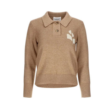 ISABEL MARANT 25SS NOLA Logo Polo-Strick Camel 50CM A1X05E 150468437 [P]