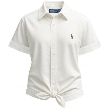 POLO RALPH LAUREN Pferde-Stickerei Kurzarm Cropped Shirt Weiß 211971516 001 150391899 [P]