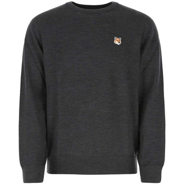 Maison Kitsune Fox Patch Knit Charcoal Melange H190 FM00528KT1036 150393039 [P]
