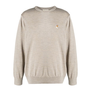 MAISON KITSUNE フォックス パッチ ニット ベージュメランジ H250 150393038 [P]