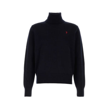 AMI Heart Logo Turtleneck Knit Black HKS827 001 009 150392864 [P]