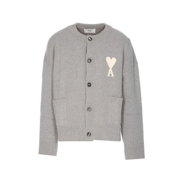 AMI Alpaka-Cardigan mit Big-Heart-Logo grau 25FW 150392852 [P]
