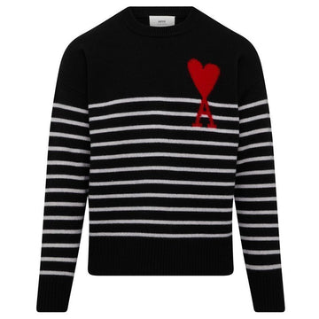 AMI Big Heart Stripe Knit Black and White H21K029 018 004 150392846 [P]