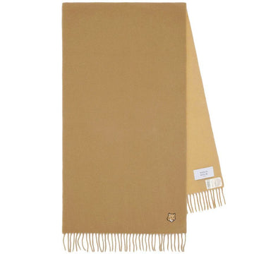 Maison Kitsune Bold Fox Head Patch Wool Scarf Chino Beige NM06201WA0018 P245 150393092 [P]