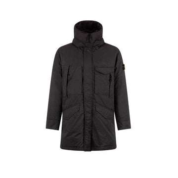 STONE ISLAND ストーンワッペンパッチオーバーサイズフードロングダウンジャケットブラック 771570821 V0029 150263120 [P]