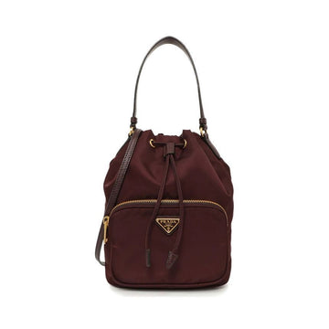 PRADA Duet Nylon Bucket Bag in Burgunder mit Gold-Logo 1BH038 RV44 F0007 150062727 [P]