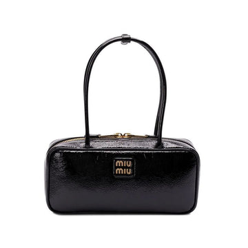 MIU MIU Patente Tote Bag mit goldener Logo-Prägung Schwarz 5BB173 ADNT F0002 150067863 [P]