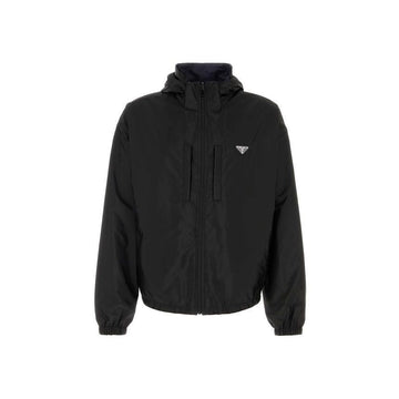 Prada 25FW Triangle Logo Reversible Hooded Jacket Black Navy 1WQ9 F0D9M 150062689 [P]