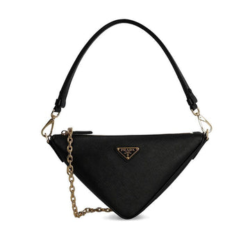 Prada Saffiano Triangle Logo Shoulder Bag Black 1BC543 NZV F0002 150062683 [P]