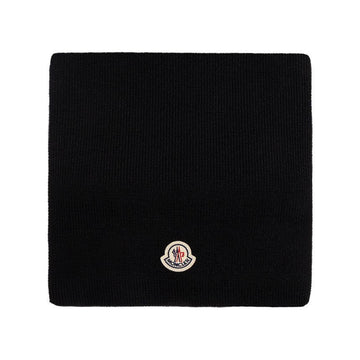 MONCLER モンクレール 25FW ロゴパッチ ウールマフラー ブラック 3C000 18 A9342 999 150067851 [P]