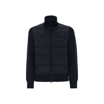 Moncler Logo Patch Knit Mix Padded Jacket Navy 9B000 40 M1131 778 150067843 [P]