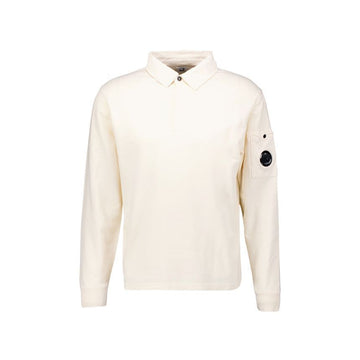 CP COMPANY Linsenwappen leichte Polo Langarm-T-Shirt Weiß 19CMSS100A 002246G 103 150067770 [P]
