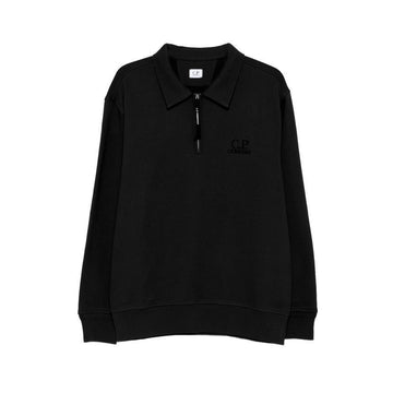 CP Company CP 25FW Logo Embroidered Polo Fleece Sweatshirt Black 19CMSS140A 005086W 999 149517300 [P]