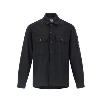 CP Company Lens Patch Felt Overshirt Jacket Black 19CMOS271A 110498A 999 149517282 [P]