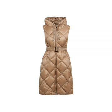 MAXMARA TREGIL フードキルティング ベルト付き ロングパディングジャケット カメル 2529296075 040 159257488 [P]