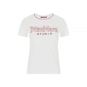 MAXMARA ラインストーン ロゴ Tシャツ ホワイト 2616971011 001 159257492 [P]