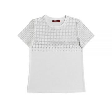 MAXMARA ラインストーンロゴTシャツ ホワイト 2616971011 004 159257493 [P]