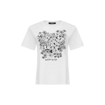 MAXMARA フラワープリンティング半袖Tシャツ ホワイト 2615971042 003 159257512 [P]