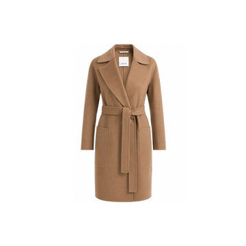 MAXMARA ウールコート ミディアム ベルト付き キャメル 159257519 [P]