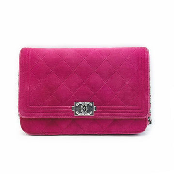 CHANEL Boy Crossbody Bag in Hot Pink Ruined Metal Velvet 3VCHB21366 63502397 [P]