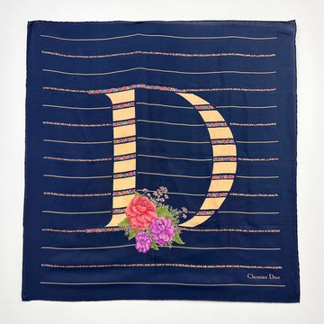 Dior Navy Flower Logo Scarf 4VDIF25345 124375160 [P]
