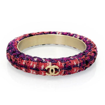 CHANEL Coco Mark Tweed Pink Bangle Bracelet 5VCHA33953 139641479 [P]