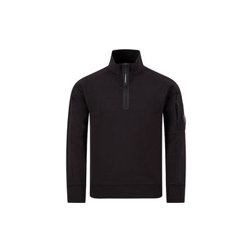 CP Company 26FW Lens Patch Half Zip Diagonal Crewneck Sweatshirt Black 21CMSS033A 005086W 999 159272400 [P]