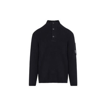 CP Company 26FW Lens Patch Half Zip Button Rib Knit Black 21CMKN102A 006608A 999 159272401 [P]