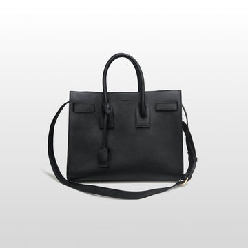 SAINT LAURENT サック ド ジュール カーフスキン スモール トート ショルダーバッグ ブラック 378299 159274077 [P]