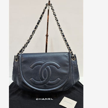 CHANEL ハーフムーン ダークネイビー ショルダーバッグ 159274436 [P]