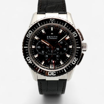 ZENITH エル・プリメロ・ストラトス・クロノ 45 メンズ スチール レザー ウォッチ 03.2060.405 159274514 [P]