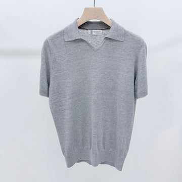 Brunello Cucinelli Cotton Short Sleeve Polo Shirt Gray 159275605 [P]