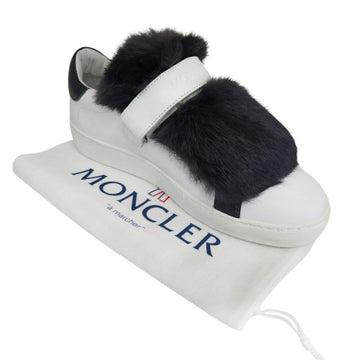 Moncler Women's Rabbit White Leather Fur Velcro Sneakers 2016000 159276843 [P]