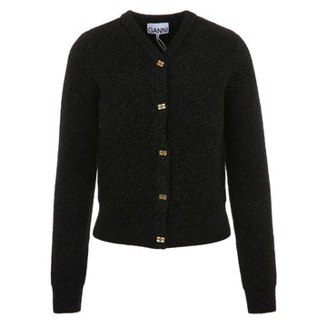 GANNI Metallic Sparkle Black Cardigan 24FW K2304 099 114728198 [P]