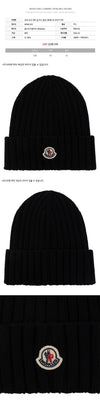 MONCLER Logo-Patch Wollmütze Schwarz 3B000 36 A9327 999 159063959 [P]