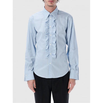 AMI Ruffle Classic Cotton Poplin Stripe Top HSH820 CO0219 4844 159290240 [P]