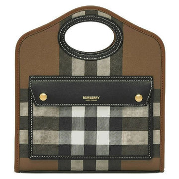 Burberry Giant Check Pocket Tote Crossbody Bag Dark Birch Brown 8063124 124399481 [P]