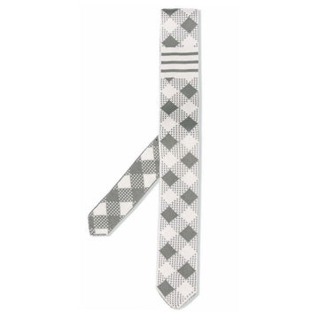 Thom Browne Checkerboard Diagonal Tie Light Gray MNL044K Y4003 055 123042478 [P]