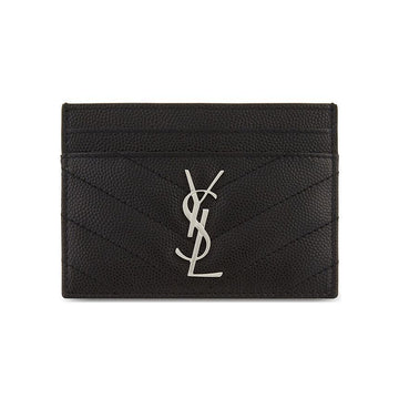 Saint Laurent 25FW Silver Monogram Matelassé Card Holder Black 423291 BOW02 1000 150552866 [P]