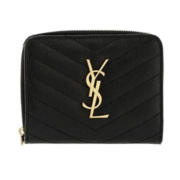 SAINT LAURENT Monogram Matelassé Münzgeldbörse Schwarz mit goldener Hardware 668288 BOW01 1000 150552838 [P]