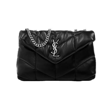 SAINT LAURENT 26SS Silberner Puffer Monogramm Steppkette Schultertasche Schwarz 759337 1EL00 1000 150552830 [P]