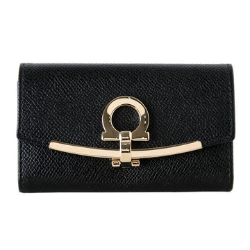 SALVATORE FERRAGAMO ガンチーニ フラップ キーケース 財布 ブラック 22-D151 0683320 77183475 [P]