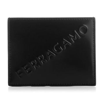SALVATORE FERRAGAMO シグネチャーエンボスロゴカードホルダー ブラック 66-1204 0764207 77183463 [P]
