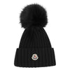 MONCLER Logo-Patch Pompon-Mütze Schwarz 3B000 13 A9327 999 76271526 [P]