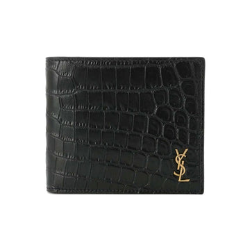SAINT LAURENT 26SS モノグラム ゴールドエンボス クロコダイル 財布 ブラック 607727 DZEDW 1000 150552801 [P]