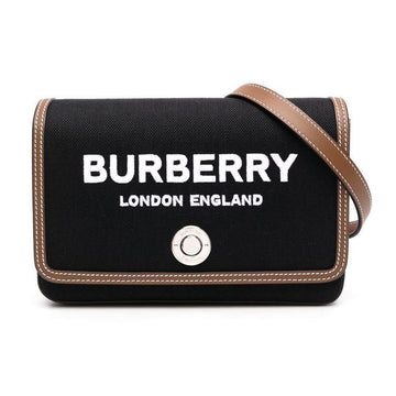 BURBERRY 24SS ハンプシャー ロゴ刺繍 キャンバス スモール クロスバック ブラックブラウン 8055181 72618978 [P]