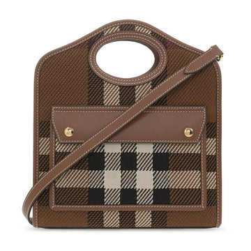BURBERRY 24SS チェック ミニ ポケットバッグ ダーク バーチ ブラウン 8049138 72618943 [P]