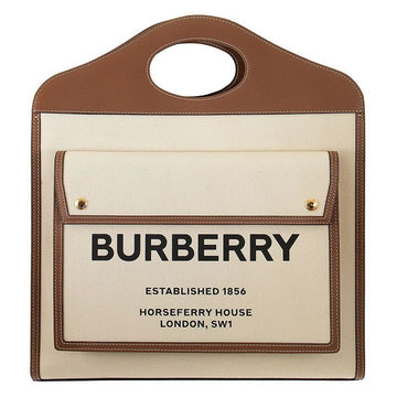 BURBERRY 24SS ロゴ ミディアム ポケット トートバッグ ナチュラルブラウン 8039362 72618765 [P]