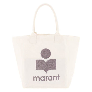 Isabel Marant 23FW YENKY Glitter Logo Tote Bag Ecru stamp: PM0001FA A1X46M 23EC 64444329 [P]