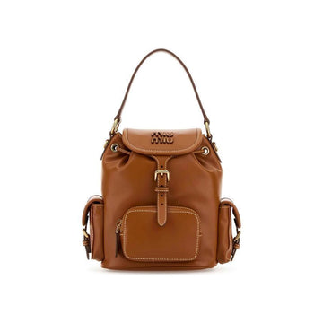 Miu Miu Signature Logo Multi Pocket Backpack Cognac 5BZ043 2CRW F0046 150594671 [P]